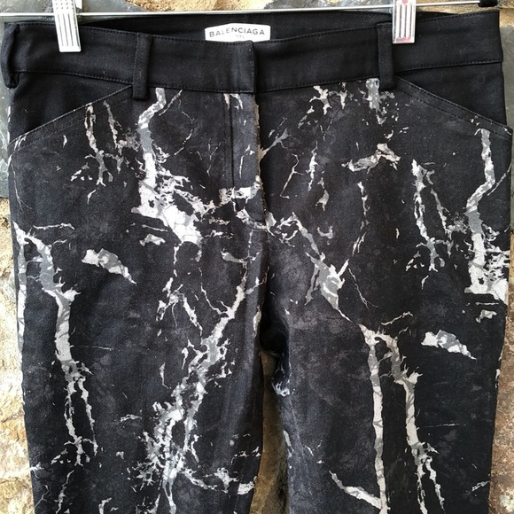 BALENCIAGA Black Marble Print Jean SZ 38 - Picture 2 of 12